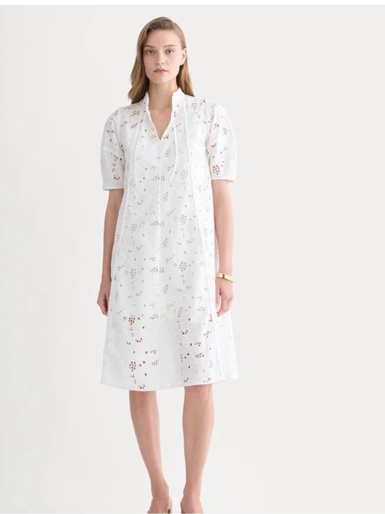 Everlane Dresses & Skirts - Everlane White Eyelet A-Line Midi Dress size Large NWT
